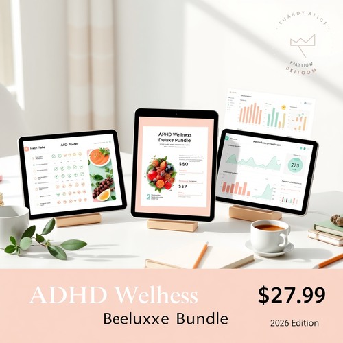 ADHD Wellness Deluxe Bundle 2026 - Complete Digital System with 75-Day Challenge, Meal Plans & Biomarker Tracker